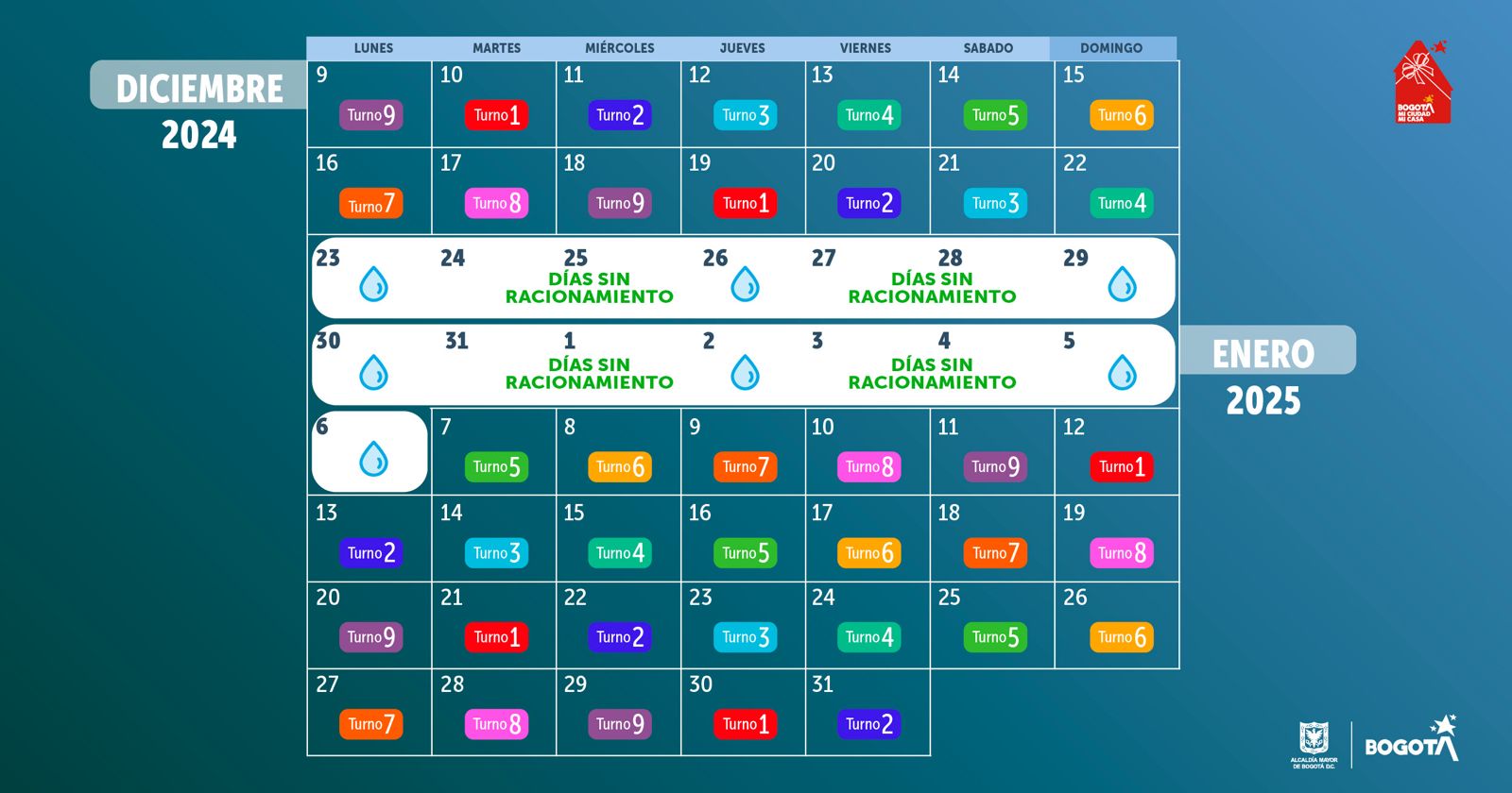 Calendario diciembre enero