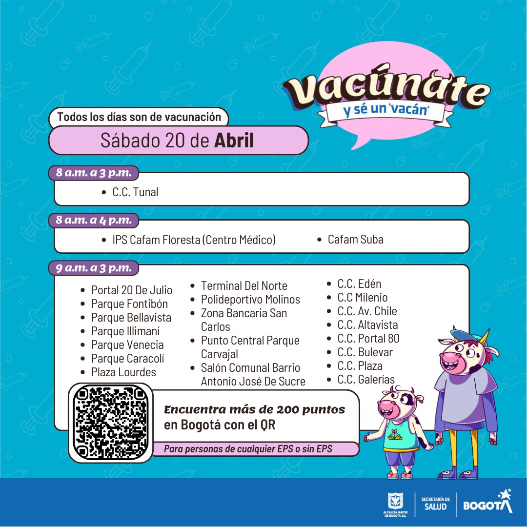 Puntos de vacunación Bogotá Abril 20 2024 1