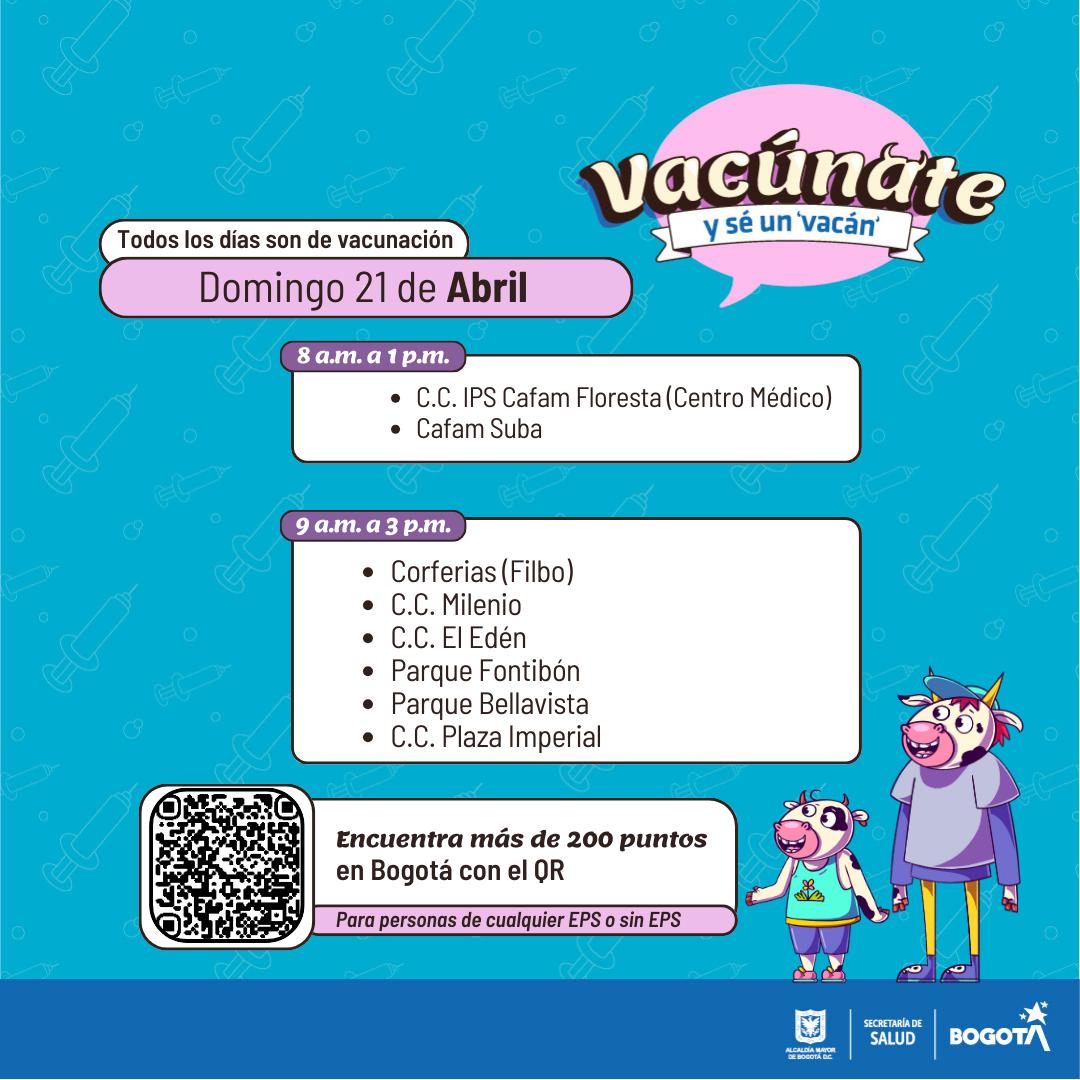 Vacunación Bogotá Abril 21 de 2024