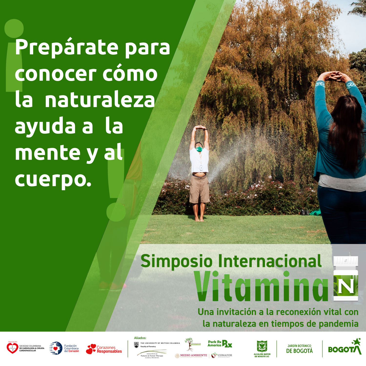 Prepárate para conocer cómo la naturaleza puede ayudar a la mente y el cuerpo el 29, 30 de abril y primero de mayo de 2021, a través de los canales Facebook y Youtube del Jardín Botánico de Bogotá