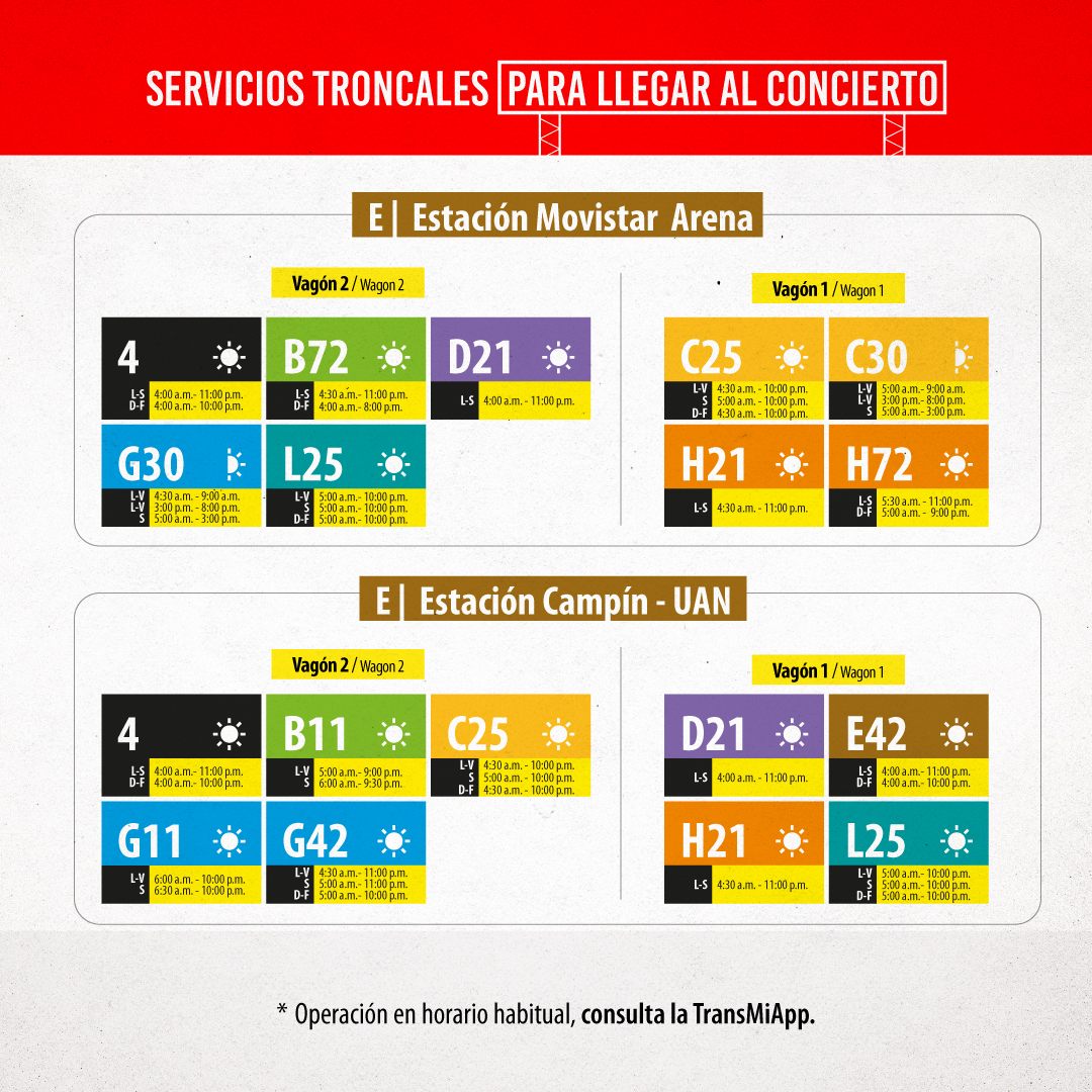 TransMilenio Bogotá llegar o salir concierto Silvestre Dangond 2026
