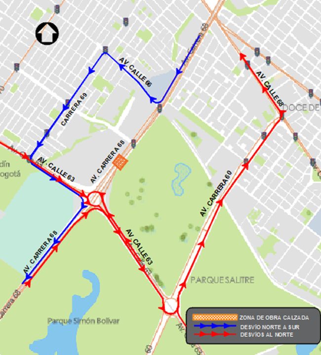 Cierre av carrera 68 entre av calle 63 y calle 64C Bogotá