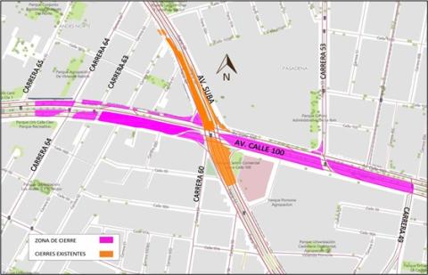 Por obras hay cierre en la calle 100 entre carreras 49 y 65 Bogotá