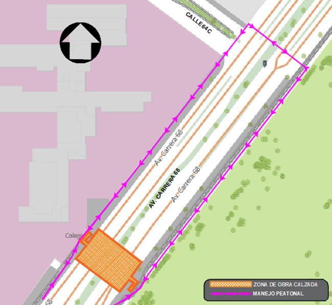 Cierre av carrera 68 entre av calle 63 y calle 64C Bogotá