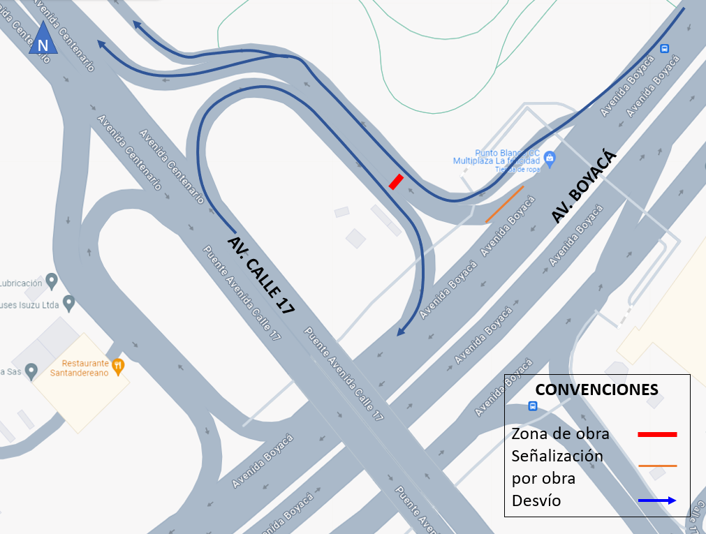 Cierre vial Bogotá en oreja y conectante av. Boyacá con av. calle 17