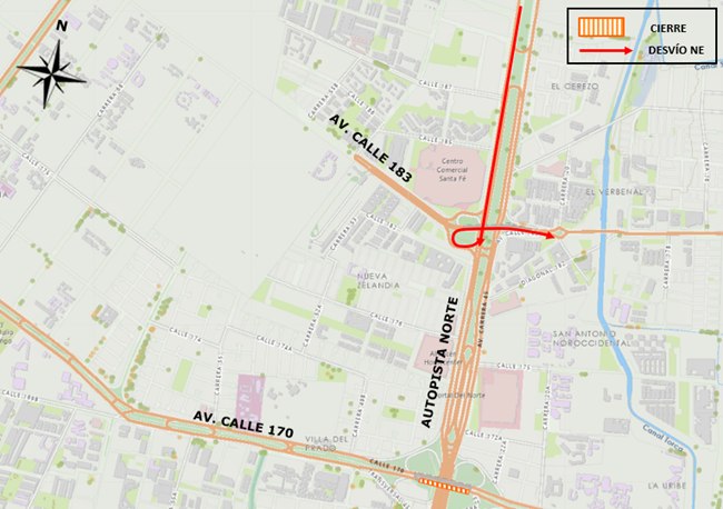 Cierre en puente de av. calle 170 con autopista Norte Bogotá 