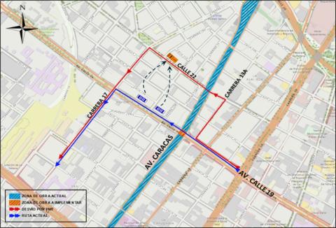 Cierre total en la avenida calle 19 con avenida Caracas Bogotá