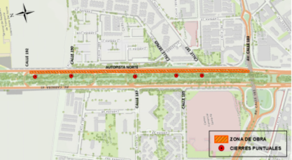 Cierre Bogotá en autopista Norte entre avenida calle 183 y calle 191