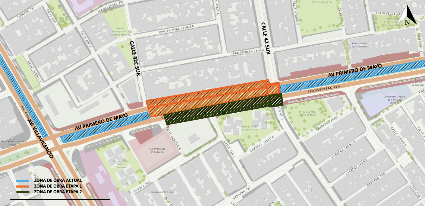 cierre por calzadas en la av. Primero de Mayo entre calles 42 sur y 42C sur