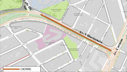Cierre av Villavicencio entre av Caracas y calle 48C sur Bogotá