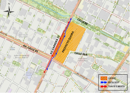 Cierre en la av. carrera 15 entre av. calle 85 y calle 87 Bogotá
