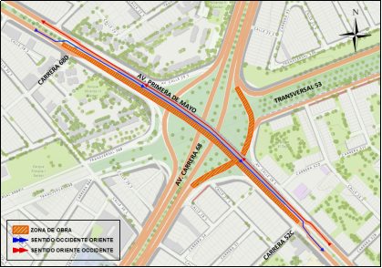 Cierre puente sur avenida Primero de Mayo avenida carrera 68 Bogotá