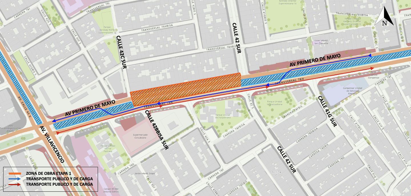 cierre por calzadas en la av. Primero de Mayo entre calles 42 sur y 42C sur
