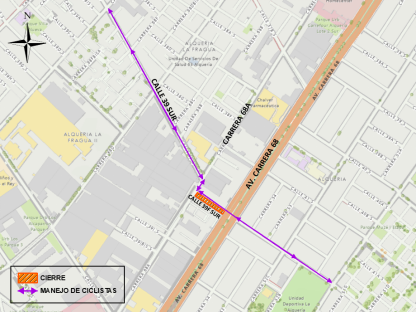 Cierre calzada calle 39F sur carrera 68A y avenida carrera 68 Bogotá