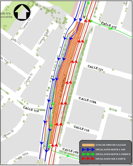  Por obras habrá cierre de carriles sentido norte – sur en la avenida carrera Séptima entre calles 112 y 109