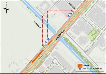 Cierre de dos carriles av Boyacá entre av calle 22 y 21 Bogotá