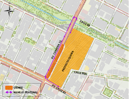 Cierre en la av. carrera 15 entre av. calle 85 y calle 87 Bogotá