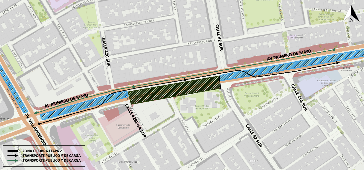 cierre por calzadas en la av. Primero de Mayo entre calles 42 sur y 42C sur