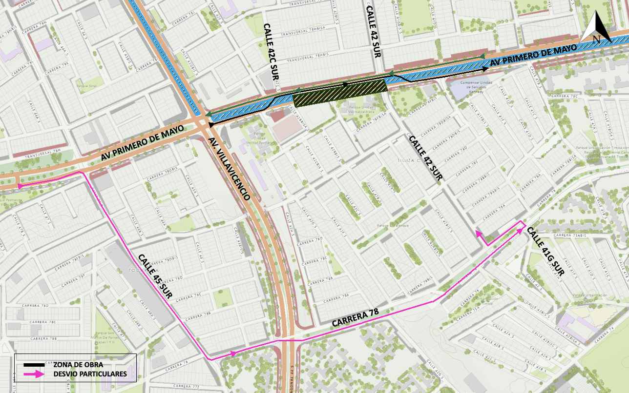 cierre por calzadas en la av. Primero de Mayo entre calles 42 sur y 42C sur
