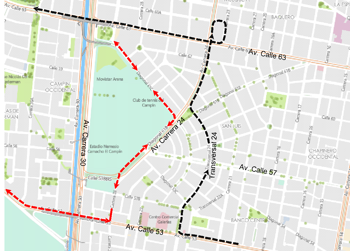 Cierres viales y desvíos por la Carrera por los Héroes Bogotá