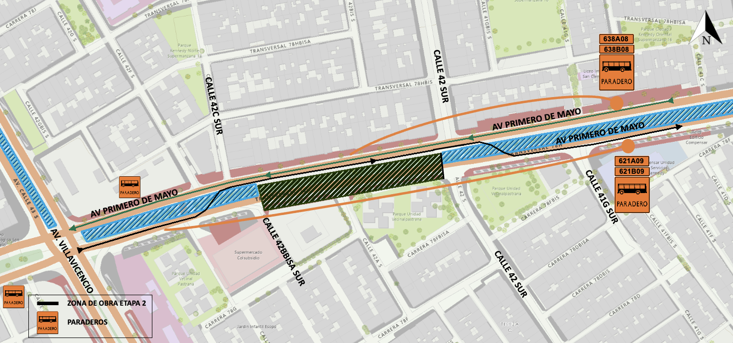 cierre por calzadas en la av. Primero de Mayo entre calles 42 sur y 42C sur