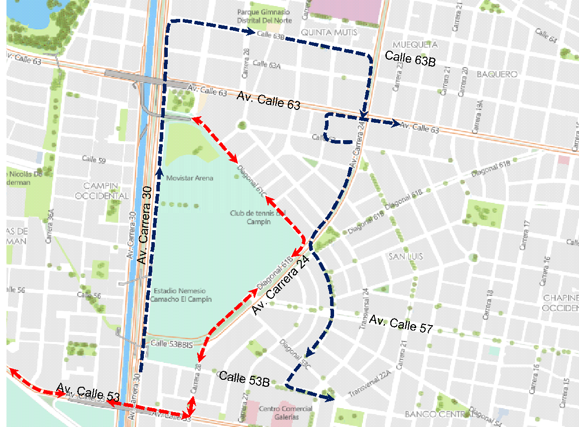 Cierres viales y desvíos por la Carrera por los Héroes Bogotá
