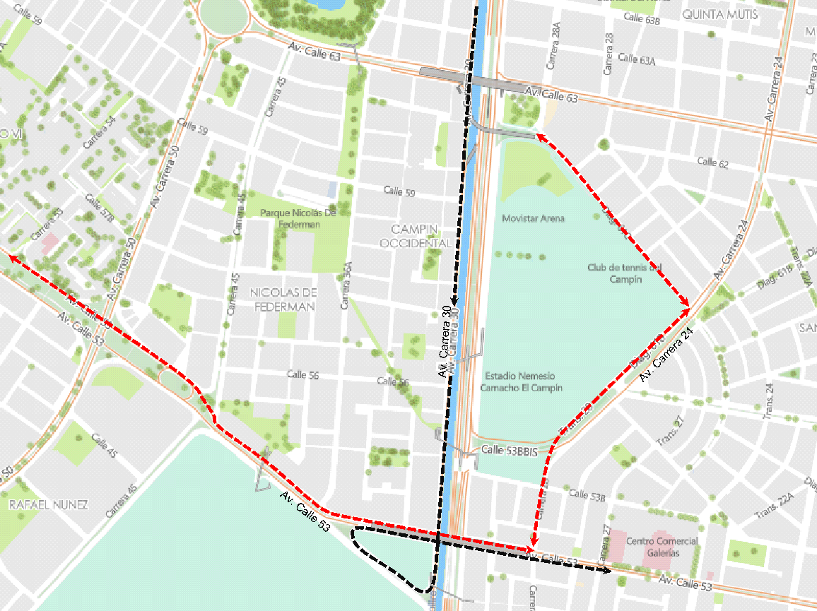 Cierres viales y desvíos por la Carrera por los Héroes Bogotá