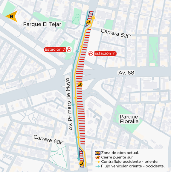 Obras Metro Bogotá cierre del puente de av Primero de Mayo con av 68