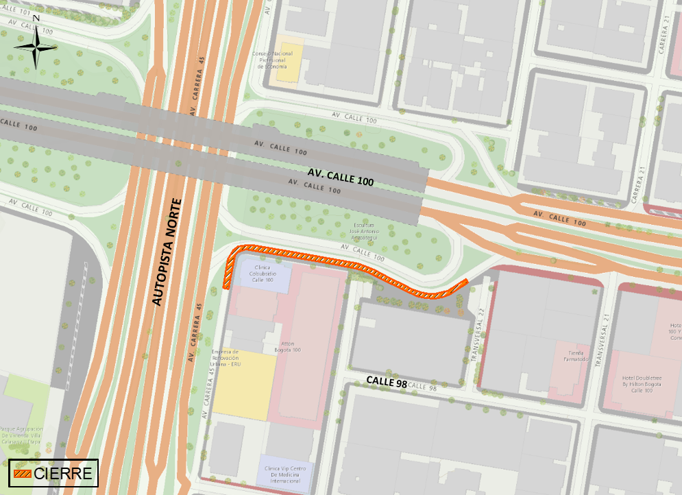 Obras de avenida 68: cierre en la Autopista Norte con av. calle 100 