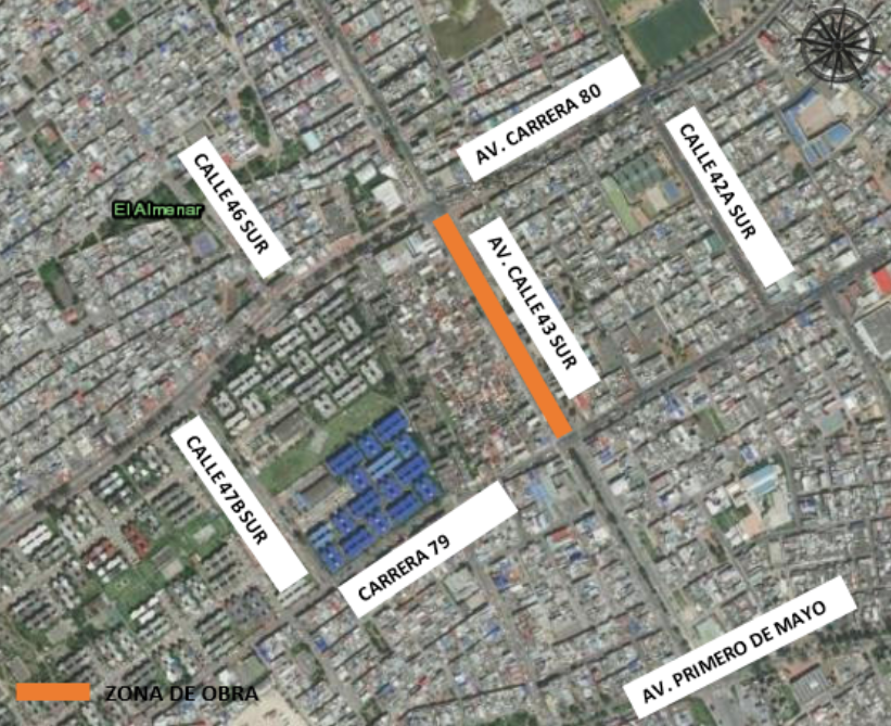 Cierre de calzadas de avenida Villavicencio entre carreras 79 y 80
