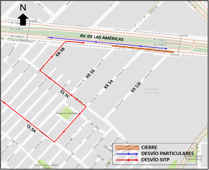 Obras Bogotá cierre avenida de las Américas entre carrera 53f y 56