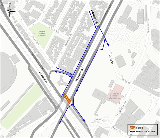 Obras Metro Bogotá: cierre cruce peatonal av. Caracas con av. calle 26