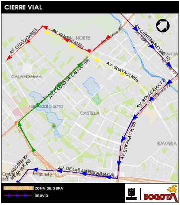 Cierre glorieta av ciudad de Cali con av Manuel Cepeda Vargas Bogotá