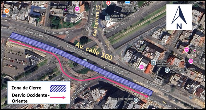 Movilidad Bogotá cierre puente vehicular de calle 100 con carrera 15 