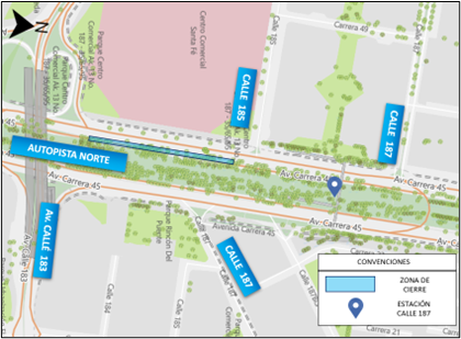 Mapa 2. Zona de obra referente a la estacion de Transmilenio Calle 187