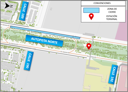 Mapa 2. Zona de obra referente a la estacion de Transmilenio Terminal