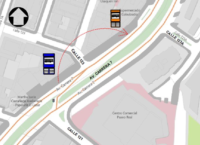Cierre un carril en av. carrera Séptima entre calles 121 y 119 Bogotá