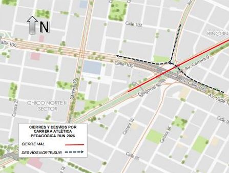Cierres y desvíos por la Carrera Atlética Pedagógica Run 2026 Bogotá
