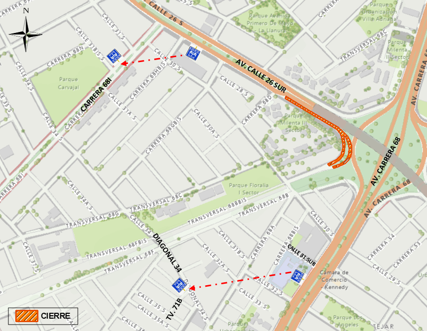 Metro de Bogotá hay cierre en la av Primero de Mayo con av carrera 68