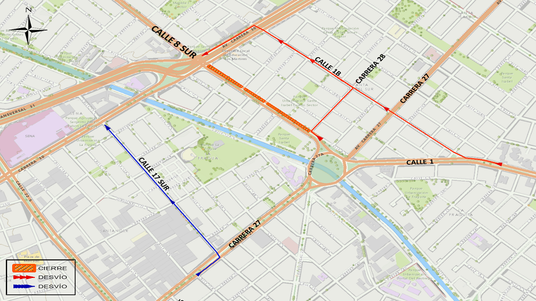 Metro: cierre en la av. calle 8 sur entre carrera 28 y av. carrera 30