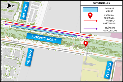 Mapa 4. Tránsito particular y de articulados - Estacion de Transmilenio Terminal.