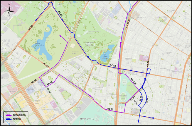 Desvío Carrera 24 (norte-sur) y Calle 53 (oriente-occidente) 