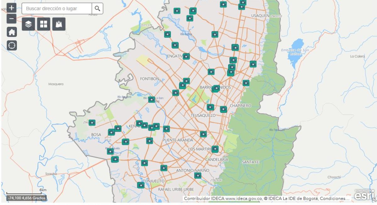 Dónde están ubicadas las cámaras de fotodetección en Bogotá 2026