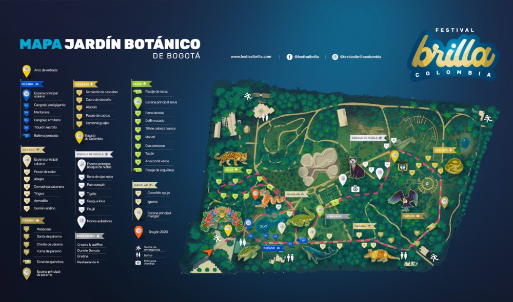 Mapa Festival Brilla Colombia en el Jardín Botánico de Bogotá. - Imágen: JBB.