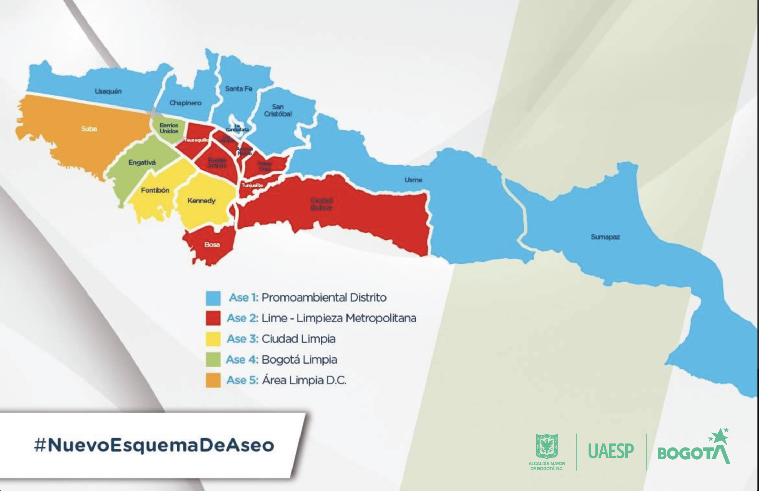 mapa operadores de aseo Bogotá
