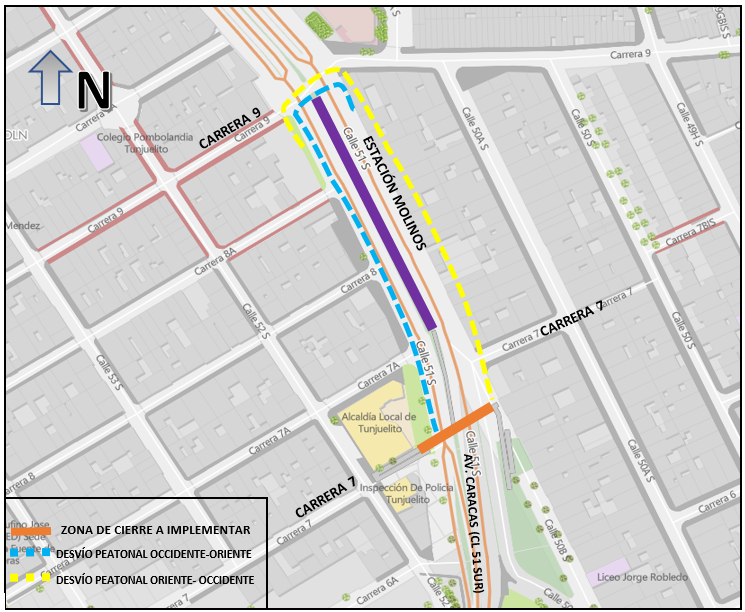Plan de Manejo de Tránsito: desmontaje de puente de estación Molinos