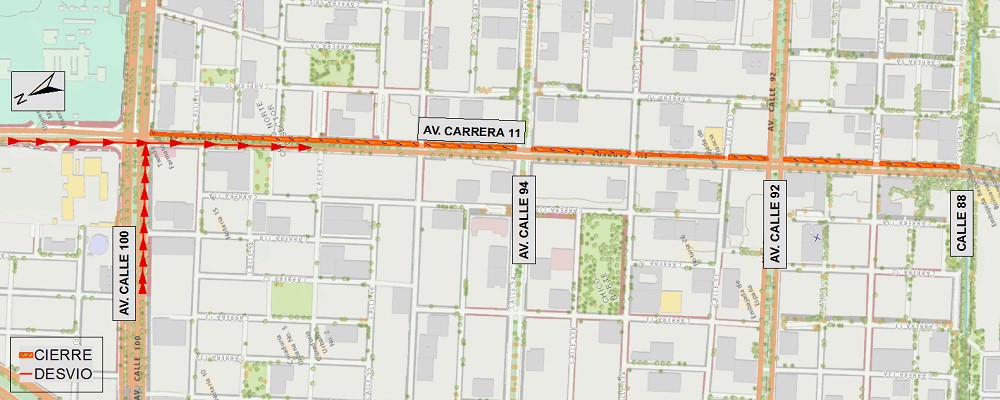 Mapa 1. Intervención en av. carrera 11 entre av. calle 100 y calle 88