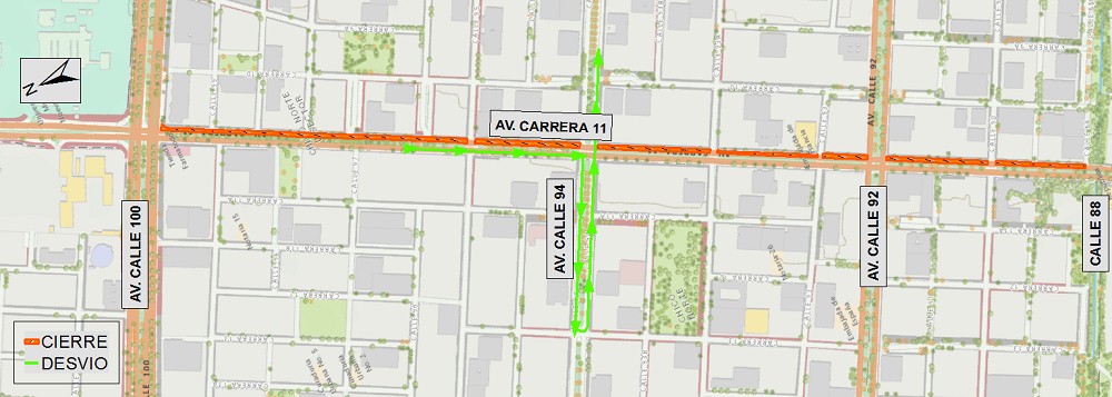 Mapa 2. Desvío av. calle 94 al oriente