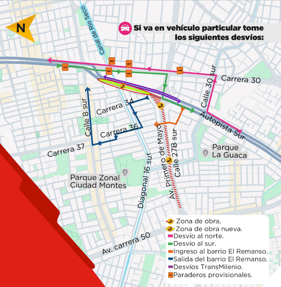 Obras Metro: hay desvíos en la Autopista Sur con av. Primero de Mayo