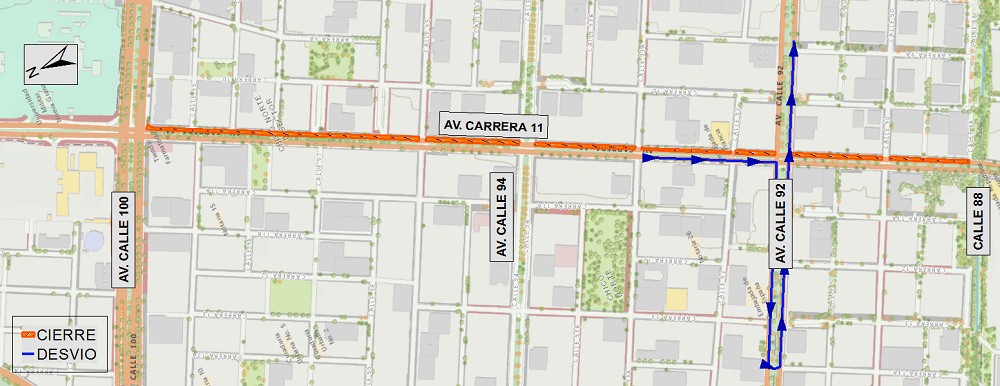 Mapa 3. Desvío av. calle 92 al oriente